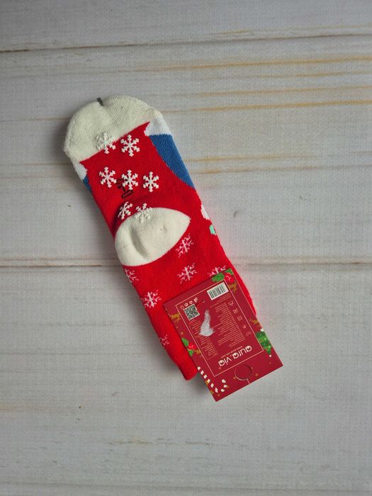 Nowe świąteczne czerwone skarpetki bałwanek 0-12
