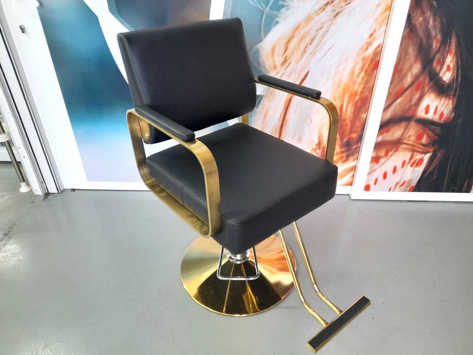 Cadeira Hidráulica Dourada e Preta Novas