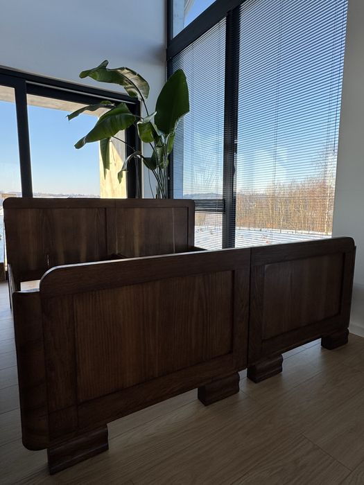 Łóżko dębowe, drewniane, Prl, retro, vintage 180cm