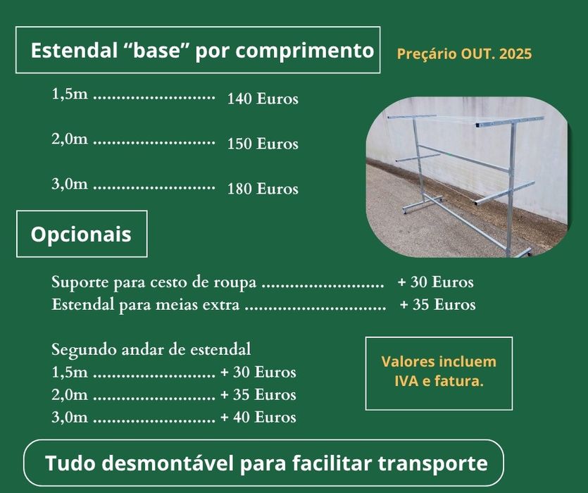 Estendal de roupa em Tubo galvanizado