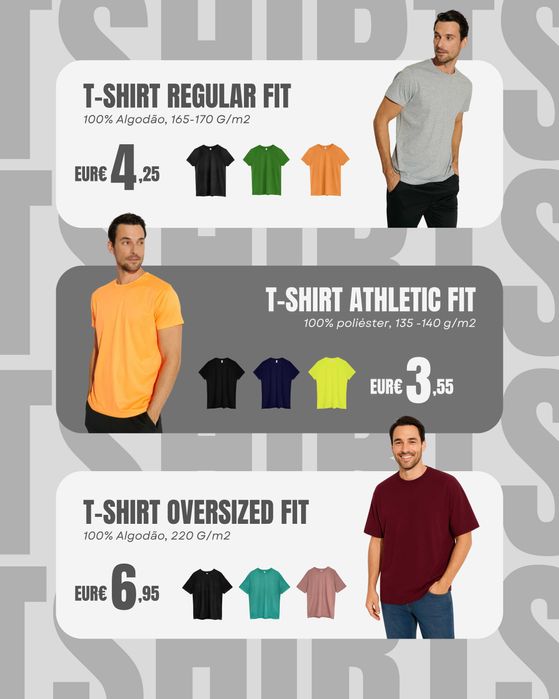 T-Shirts Básicas Unissexo - 100% Algodão