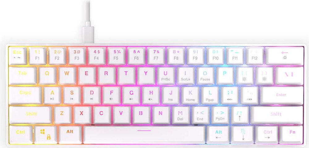 KRUX Qara RGB 60% (biała) Klawiatura Mechaniczna Gamingowa Red Switch