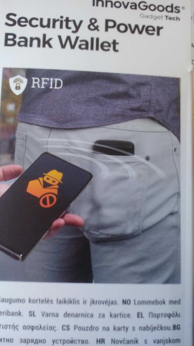 Power Bank com carteira eletrónica com proteção Tecnologia RFID