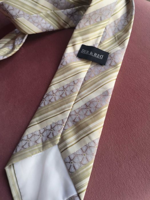 Der&Der krawat męski złoto żółty kwiaty