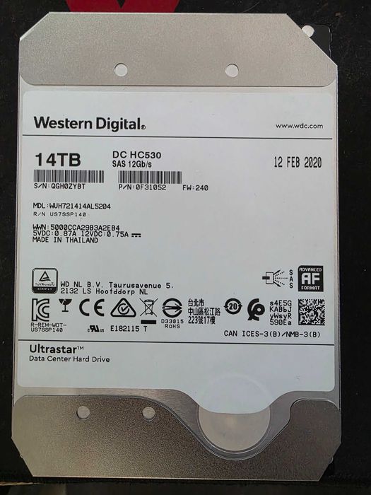 Dysk HDD WD Ultrastar DC HC530 14TB SAS