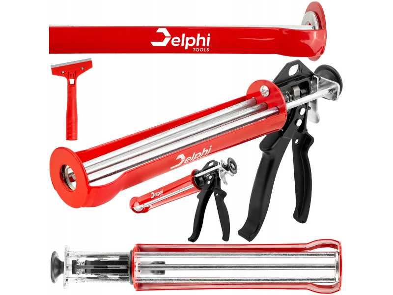 Pistolet wyciskacz do silikonu potrójny mocny do mas gęstych