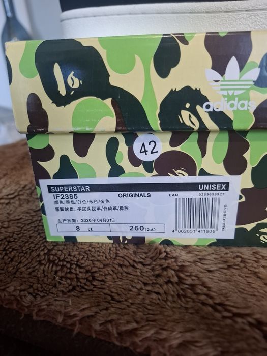BAPE Bapesta adidas Superstar 42 – czarne/białe