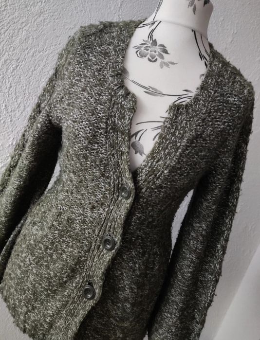 Ciepły zielony kardigan 42 XL Papaya sweter damski
