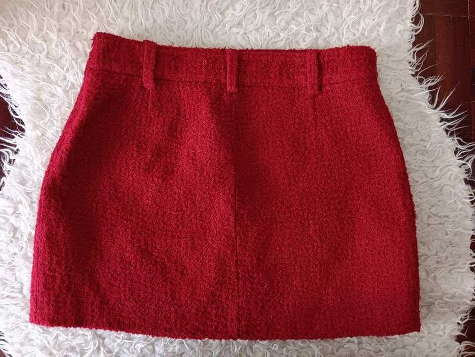 Mini saia tweed Zara XS vermelho