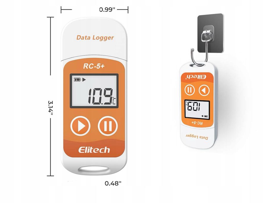 Czujnik temperatury Elitech RC-5+ PDF, Mini USB, 5 szt.