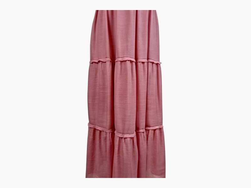 Sukienka maxi Rebellion, pudrowy róż, koronka boho L/40