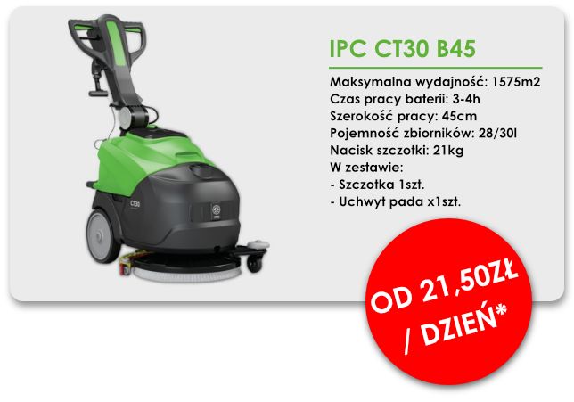 Wynajem maszyn czyszczących. Szorowarka, Adiatek, IPC, Comac Numatic