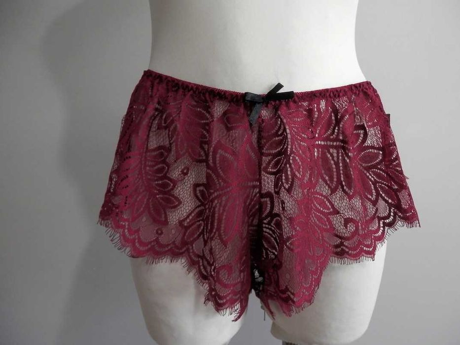 Majtki Figi Brazyliany Bikini Koronkowe Bordowe Elastyczne Seven’ti