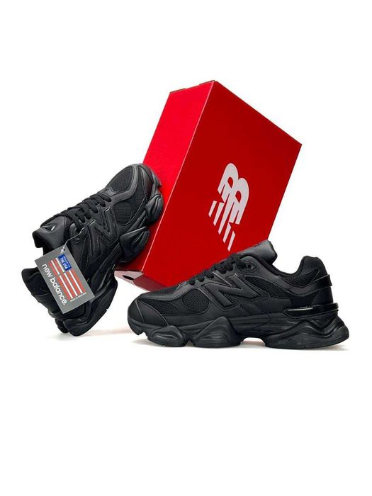 !SALE! New Balance 9060 All Black Leather 36 37 38 39 40 41 42 43 44 45 шкіряні