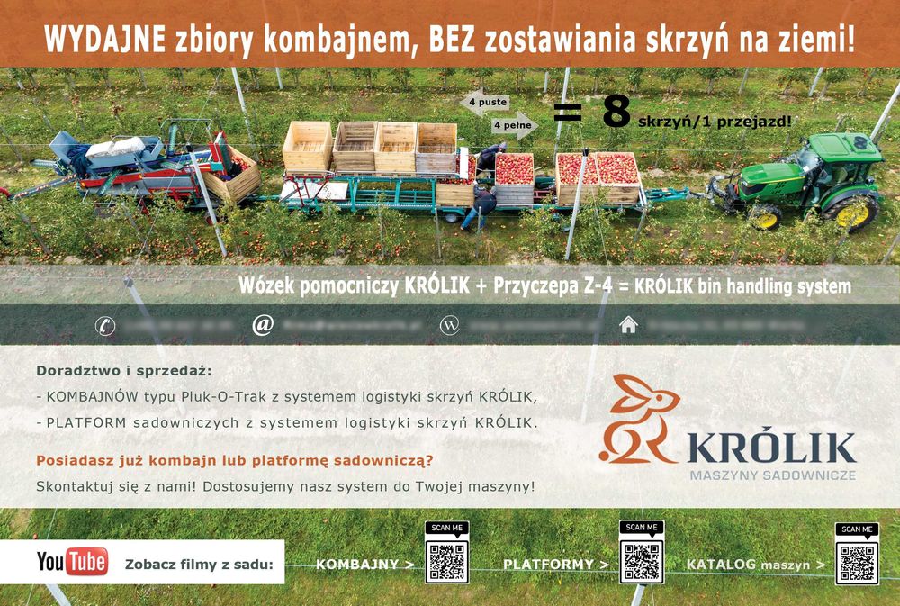 Kombajn do jabłek Munckhof, Frumaco...  l  System przyczep od KRÓLIK