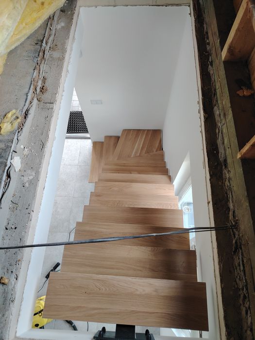 Schody metalowe stalowe stopień debowy