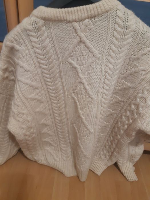 Sweter męski wełna kremowy