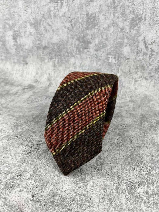 Nowy wełniany krawat SuitSupply regimental brąz bordo czerwony wełna