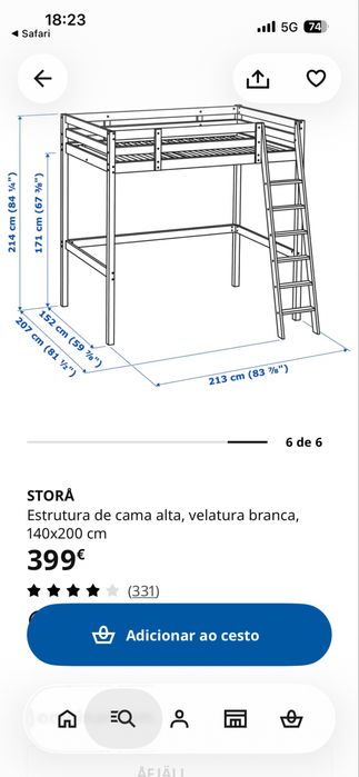 Cama alta ikea branca