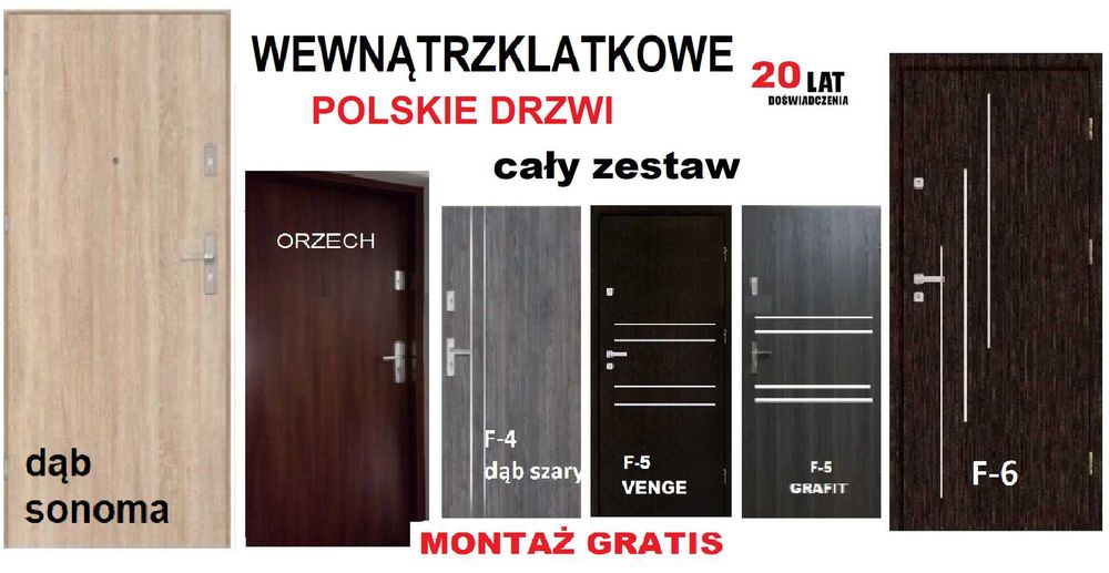 Drzwi wejściowe ZEWNĘTRZNE do mieszkań Z MONTAŹEM- wewnątrzklatkowe.