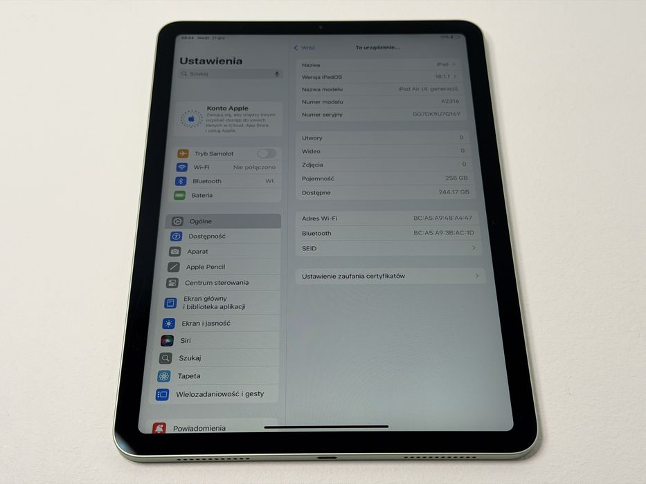 iPad Air 4 (A2316) - 256GB - faktura VAT 23%
