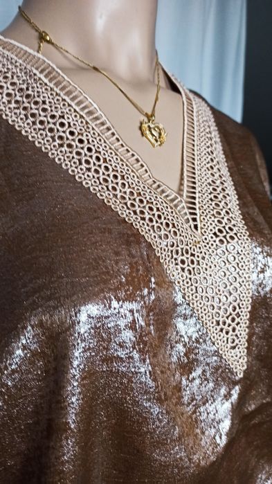 Sg Złota bluzka damska 46 , 48 XXL orginalna elegancka bluzka 46 , 48