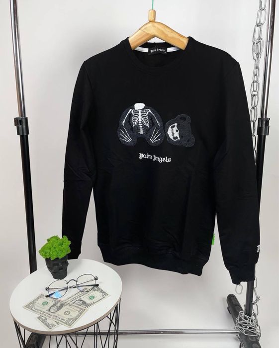 PALM ANGELS мужской свитшот реглан батник кофта с медведем оригинал