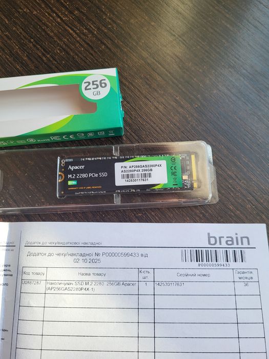 Новий SSD M2 Apacer 256Gb