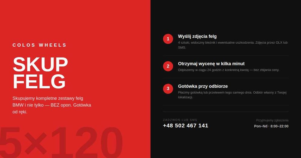 Skup felg aluminiowych 5x120 BMW gotówka od ręki | COLOS