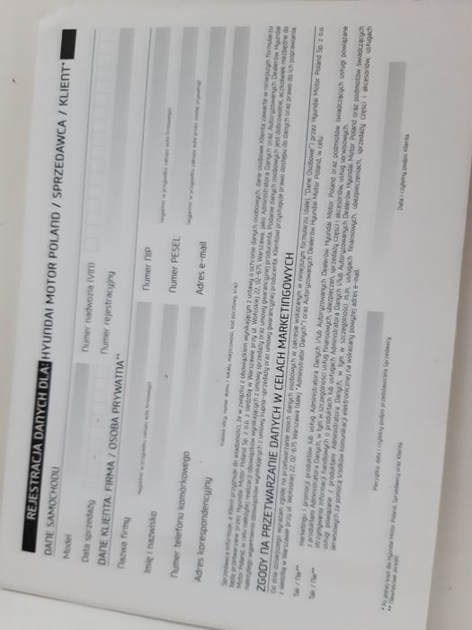 Książka gwarancyjna serwisowa hyundai