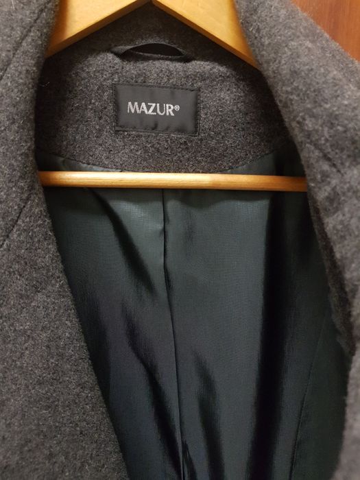 Casaco comprido mulher lã caxemira fazenda cinzento escuro NOVO