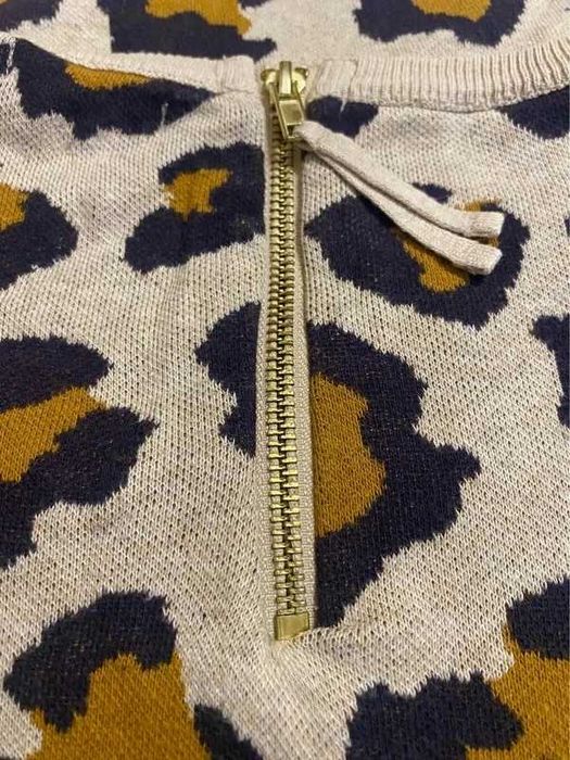 Sweter damski H&M M | beżowy, z nadrukiem pantery, długi rękaw
