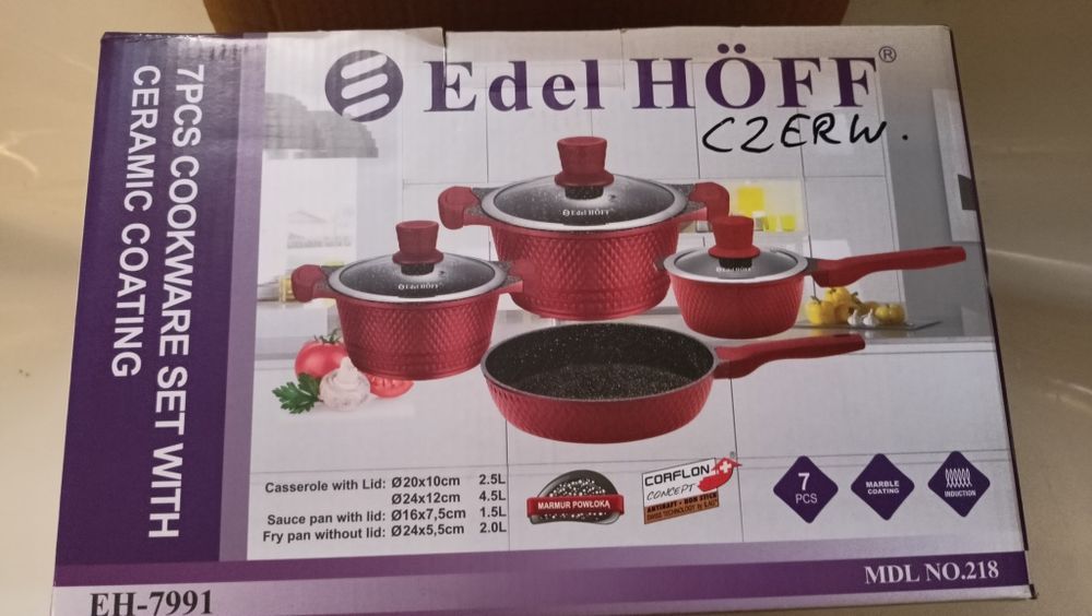 Kpl garnków Edel HOFF  alu marmurkowy 7 elementów