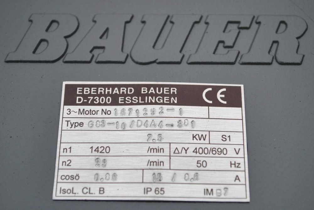 Motoreduktor 7.5kw. 23obr./min.. Firmy BAUER