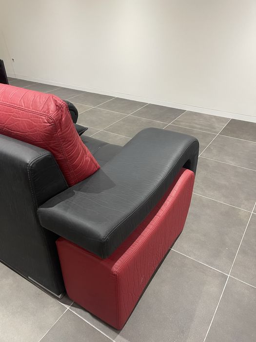 Sofá de Pele com Chaise Longue