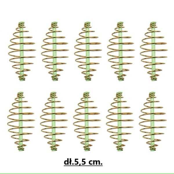 Akcesoria wędkarskie podajniki 10 szt. 5,5 cm. Sprężyny.