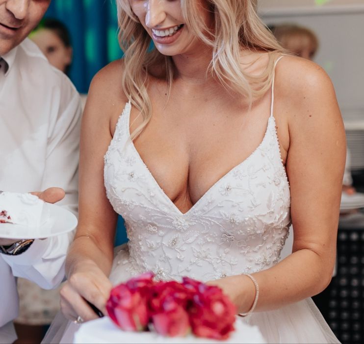 Sukienka Ślubna jasny róż rozm. S/M 800 zł