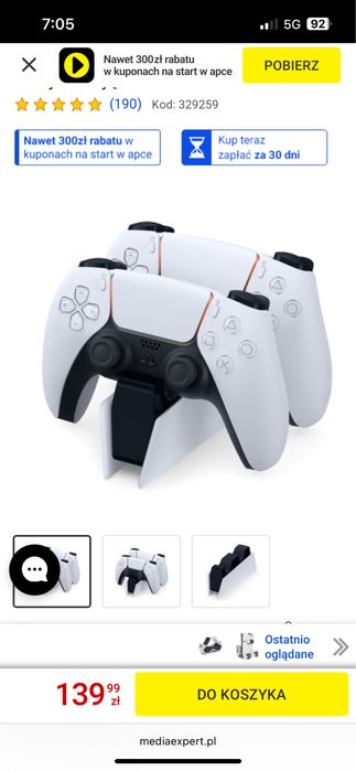 Oryginalna ładowarka do padów ps5, taka jak na zdjęciu