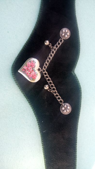 Skórzany pasek hippie damski ręcznie malowany ozdoby serce