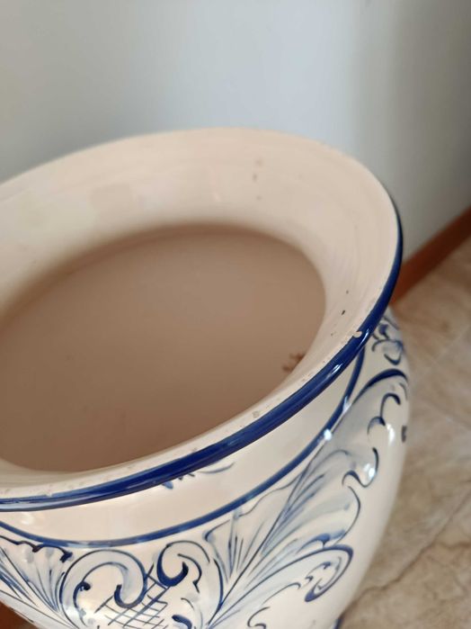 Pares de Vasos de Chão Cerâmica Pintados à Mão (51 cm) - Estilo Tradicional / Azulejo