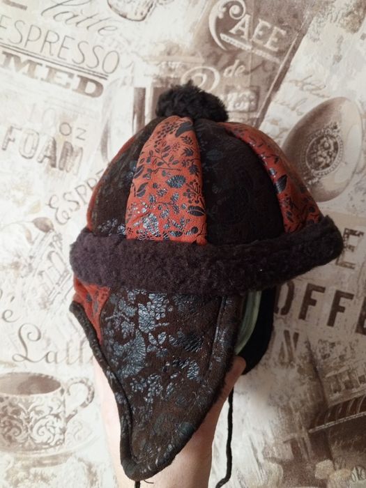 Детская зимняя шапка ушанка кожаная дитяча зимова шапка шкіряна