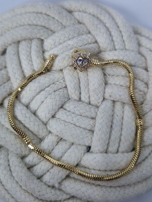 Złota 585 bransoletka żmijka typu Pandora 19 cm