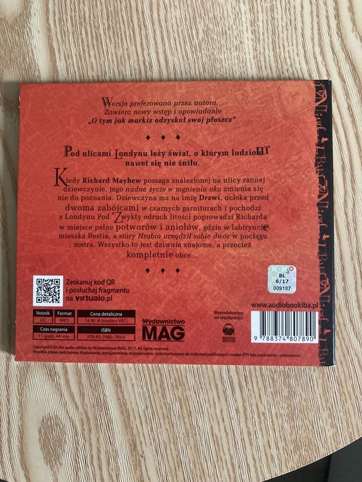 Audiobook „nigdziebądź” Neil Gaiman