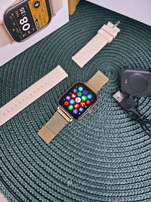 Złoty Smartwatch Damski LIGE 5, Połączenia Bluetooth 2 paski NOWY