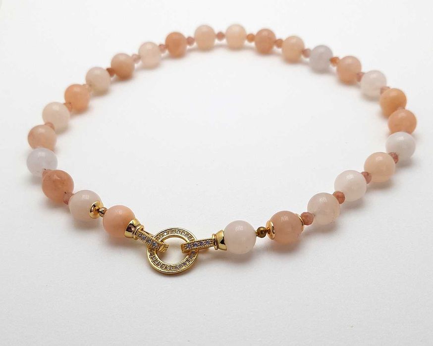 чокер з авантюрину ніжного баржевого кольору