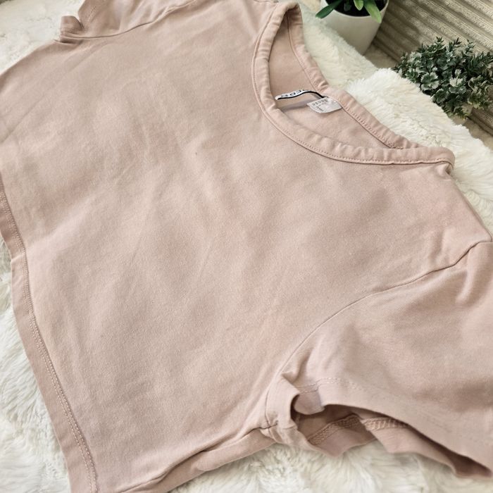 crop top z krótkim rękawem divided L pudrowy róż