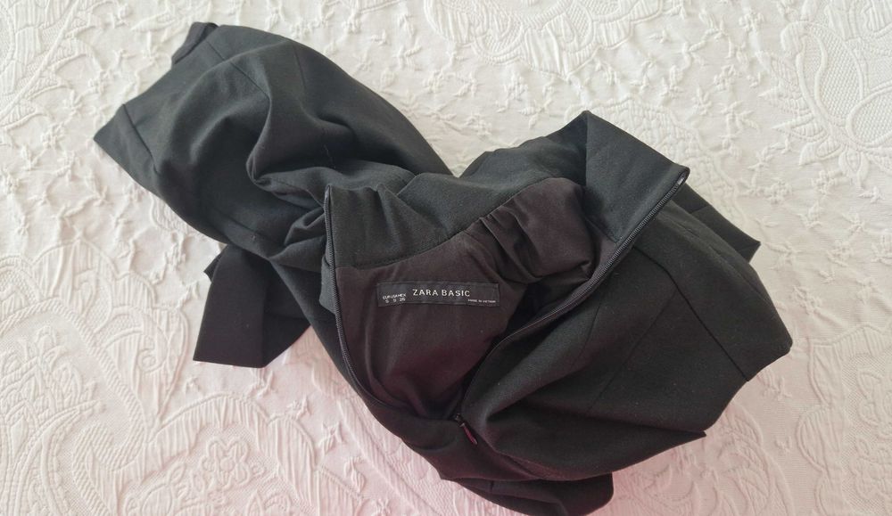 Vestido cinza, cintado, Zara, tamanho S