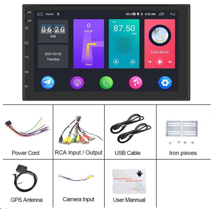 Rádio android 11 2/32gb 2din 7" Wi-Fi GPS rds NOVO