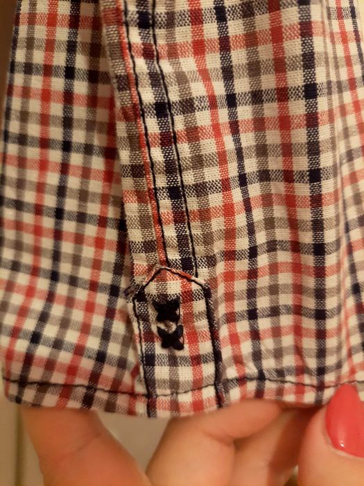 Elegancka koszula w kratkę z muszką rozm.74