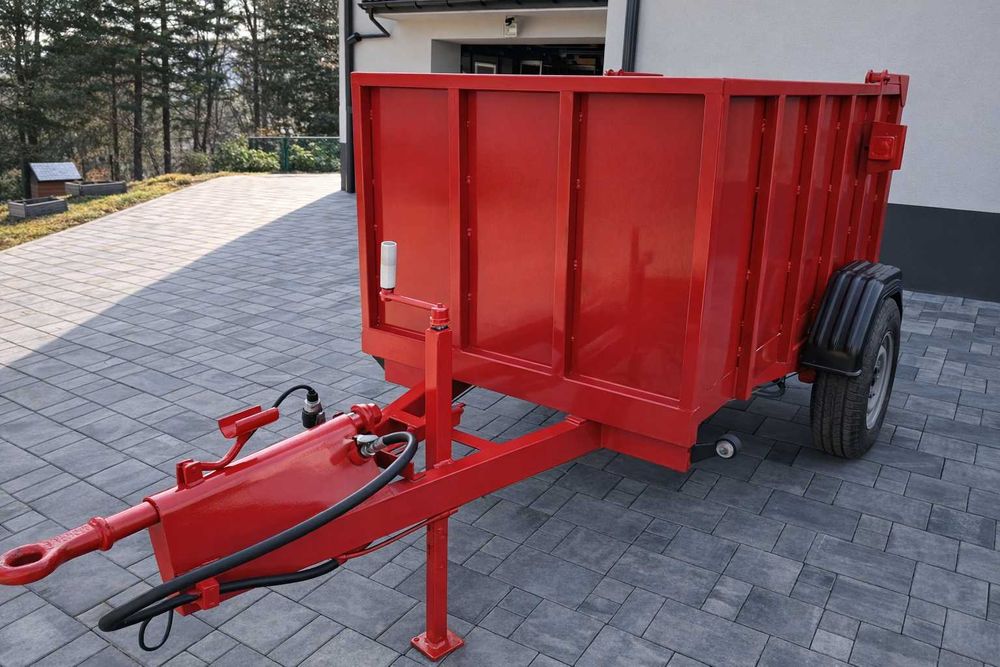 Przyczepa jednoosiowa z kiprem, most pod napęd, hamulec najazdowy, led